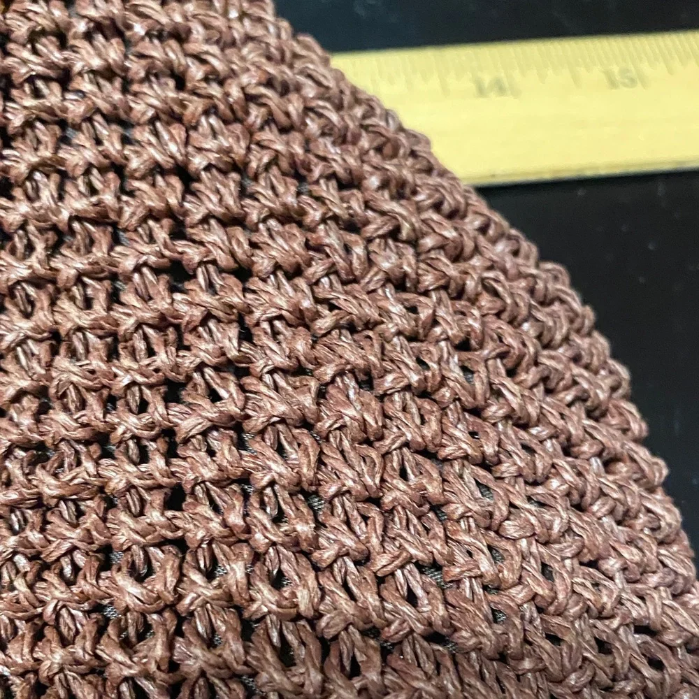 Jacqueline Ferrar vintage Brown paper straw Woven double handle Tote Bag